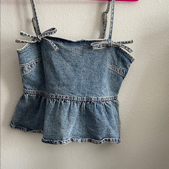 wild fable Tops - Wild Fable Blue Denim Camisole with Bow Straps